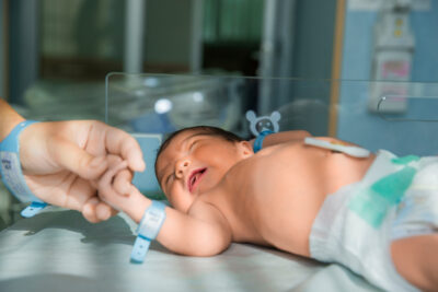 infant in an incubator